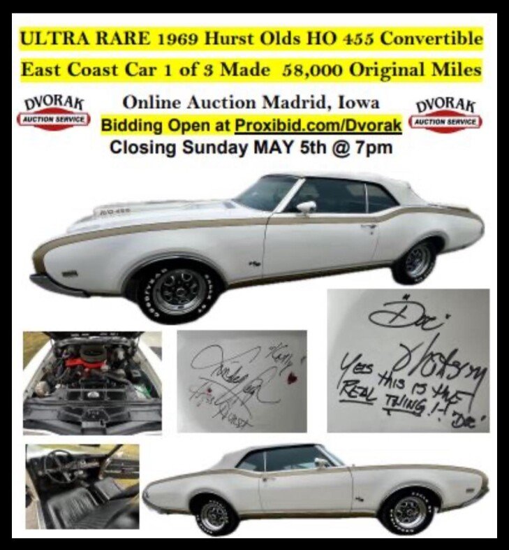 1969 Hurst Oldsmobile HO 455 Convertible - Online Auction - Classics on ...